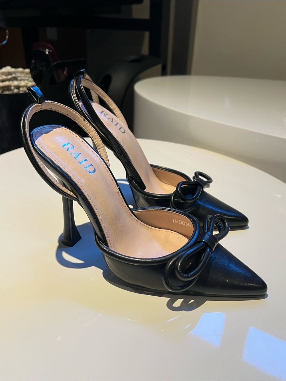 Imogen Black Pointed Toe Slingback Heels
